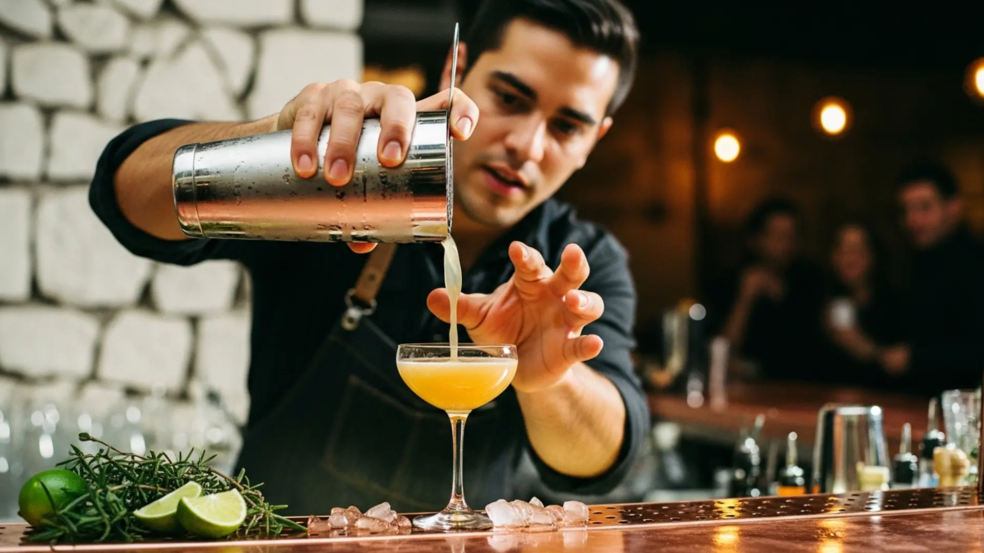 Bartender preparando un cóctel de autor en Urbano